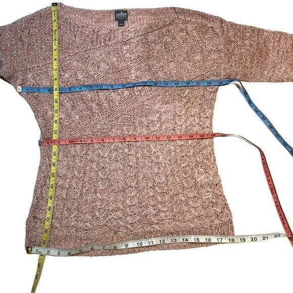 Soho Jeans New York & Company pullover dusty pink boat neck ribbon knit size S - Picture 11 of 13